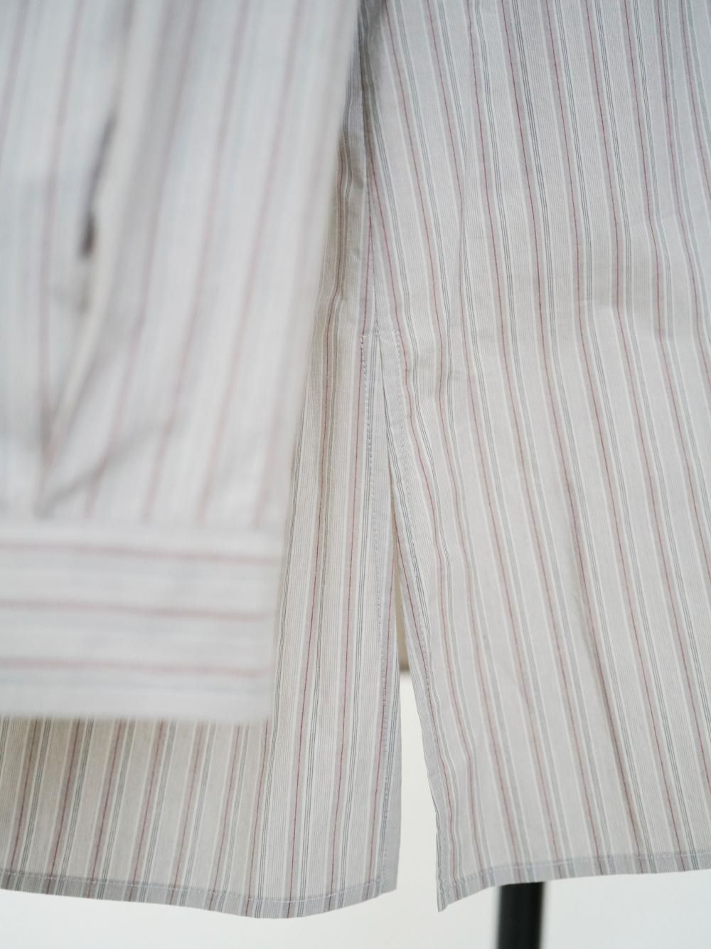 AMOMENTO STRIPE SHIRRING OVERSIZED SHIRTS / GREY - n e p