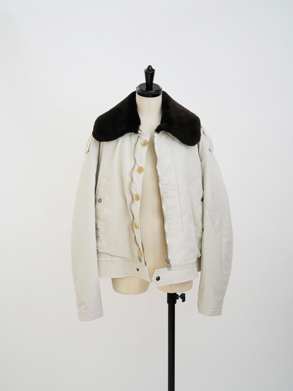 AURALEE WASHED FINX COTTON GABARDINE FLIGHT BLOUSON / IVORY