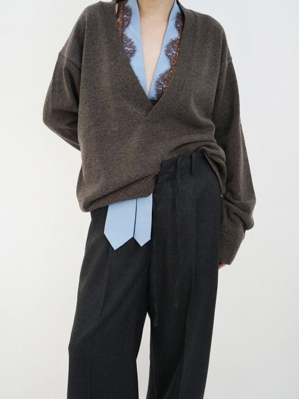 Ernie Palo V-NECK KNIT PULLOVER KNIT / BROWN