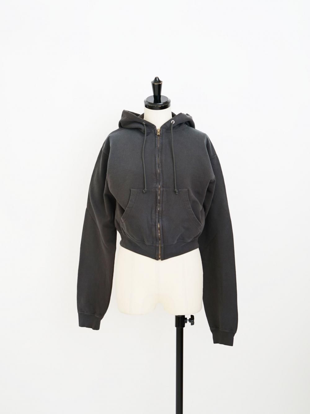 AURALEE PRODUCT DYED PIMA LIGHT SWEAT ZIP PARKA / INK BLACK / SIZE.2

