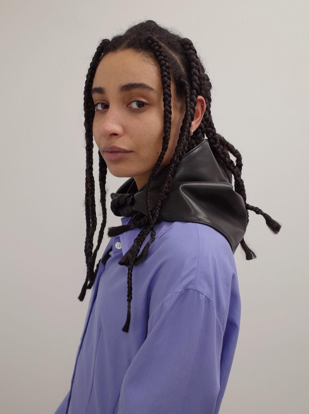 Ernie Palo LEATHER SCARF / BLACK