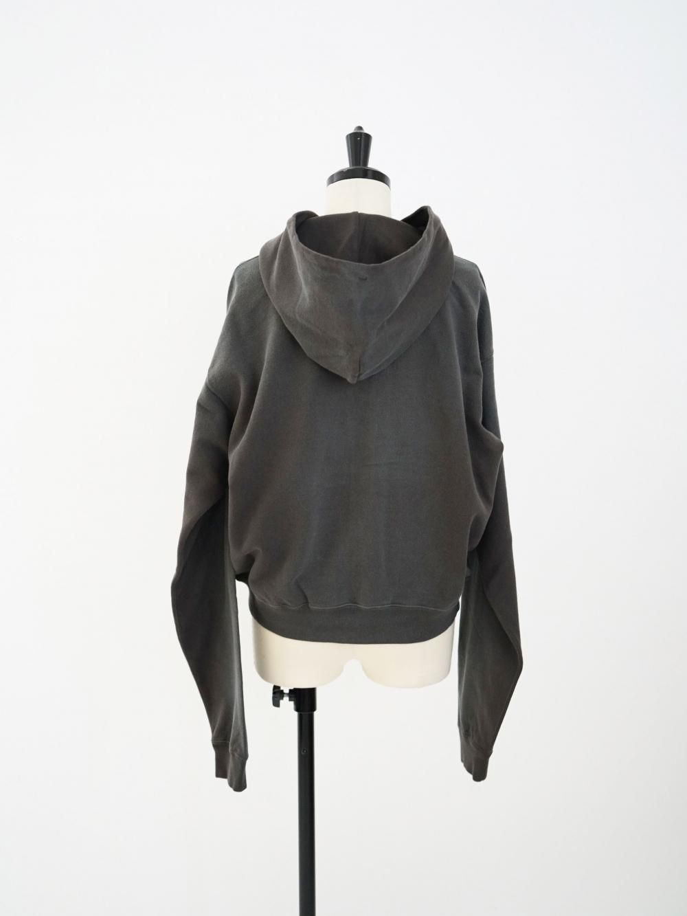 AURALEE PRODUCT DYED PIMA LIGHT SWEAT ZIP PARKA / INK BLACK / SIZE