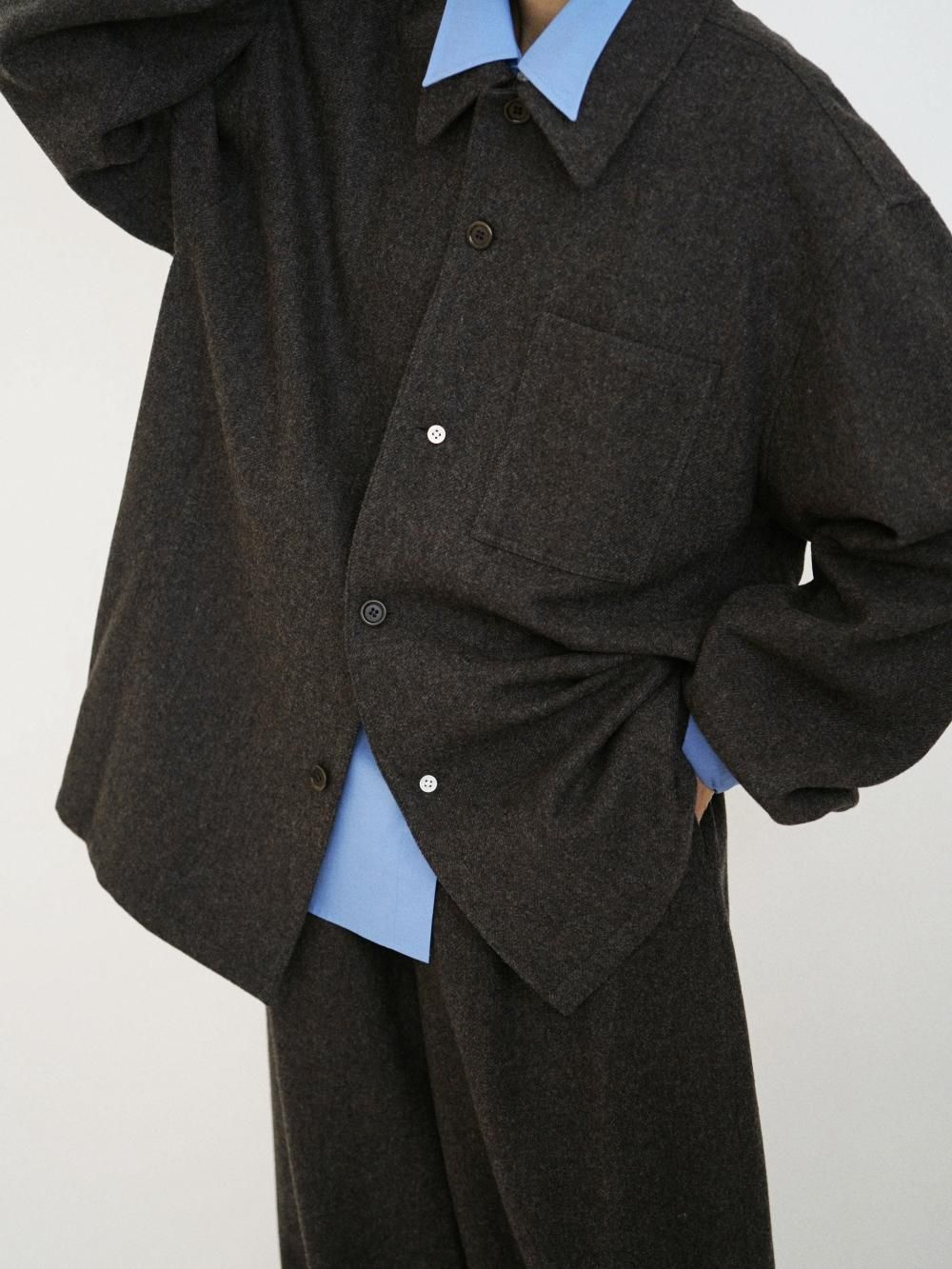 AMOMENTO WOOL SHIRTS / DARK BROWN 