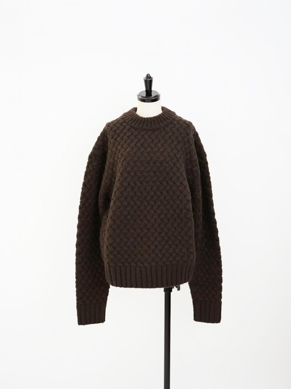AMOMENTO DIAGONAL CABLE PULLOVER / BROWN 