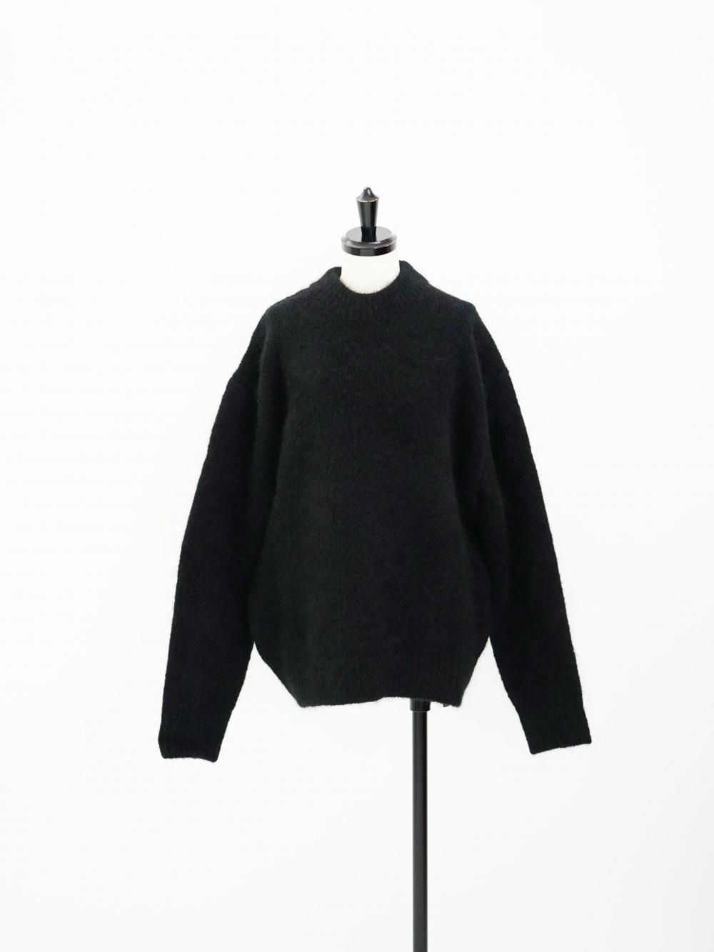 AMOMENTO HAIRY ROUNDED PULLOVER / BLACK 