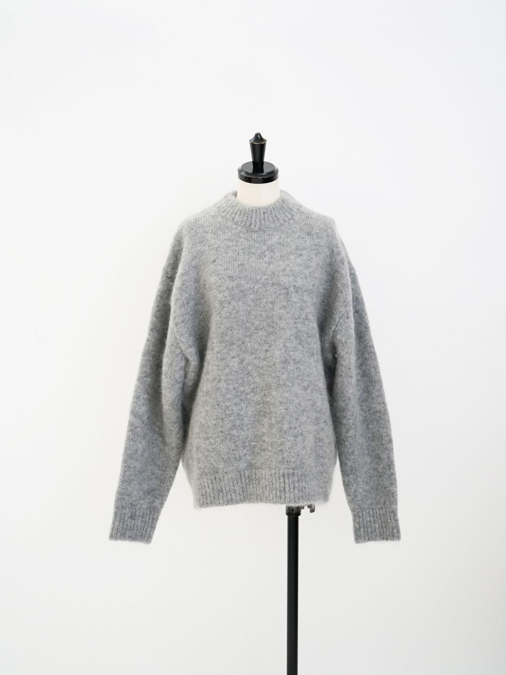 AMOMENTO HAIRY ROUNDED PULLOVER / MELANGE GREY  