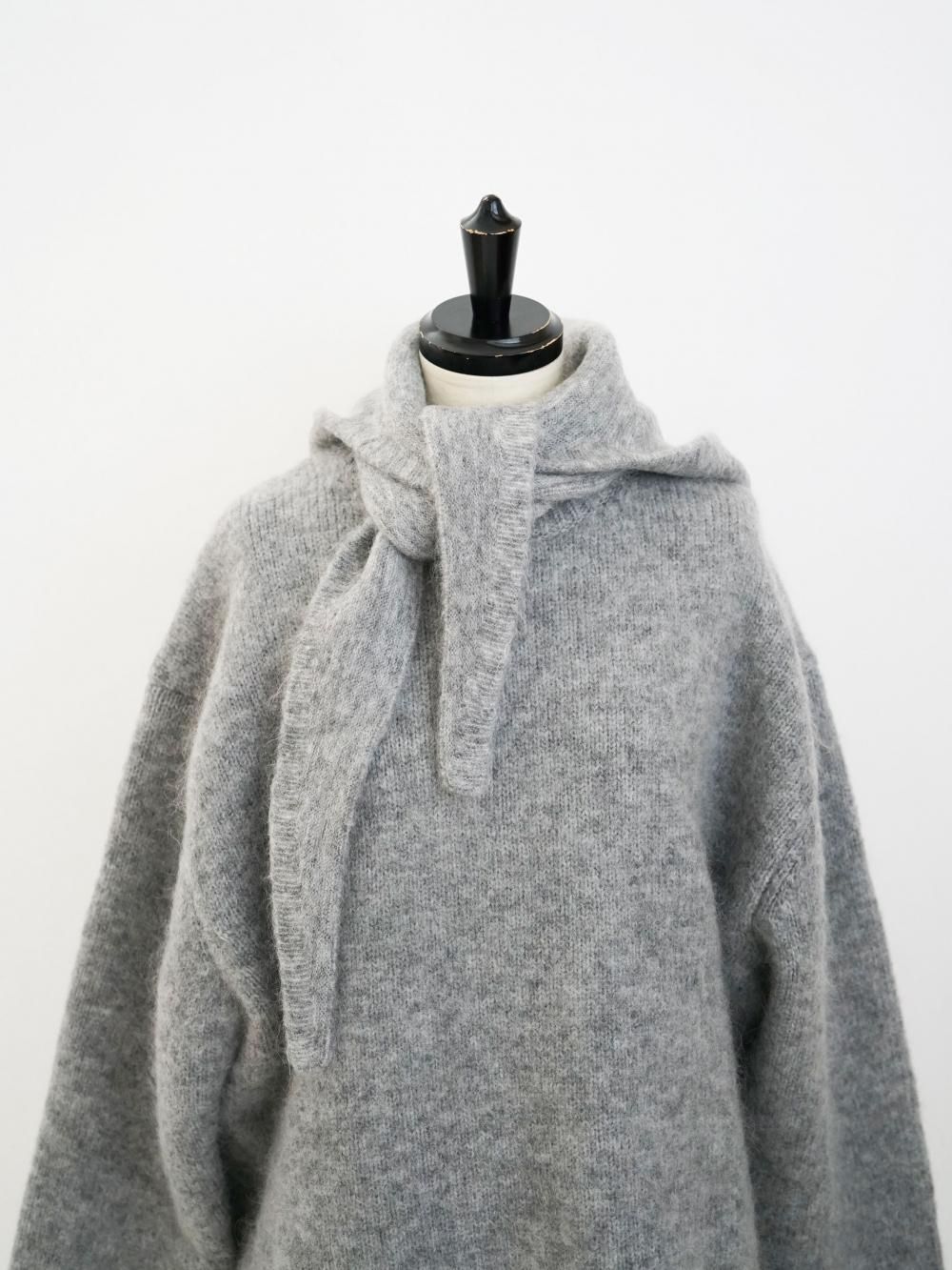AMOMENTO HAIRY BALACLAVA SCARF / MELANGE GREY