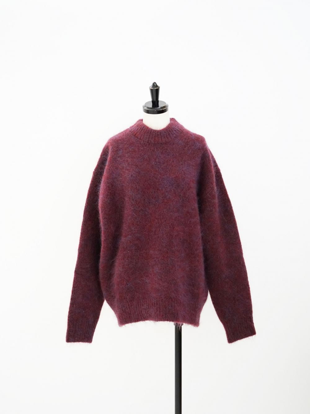 AMOMENTO HAIRY ROUNDED PULLOVER / BURGUNDY 