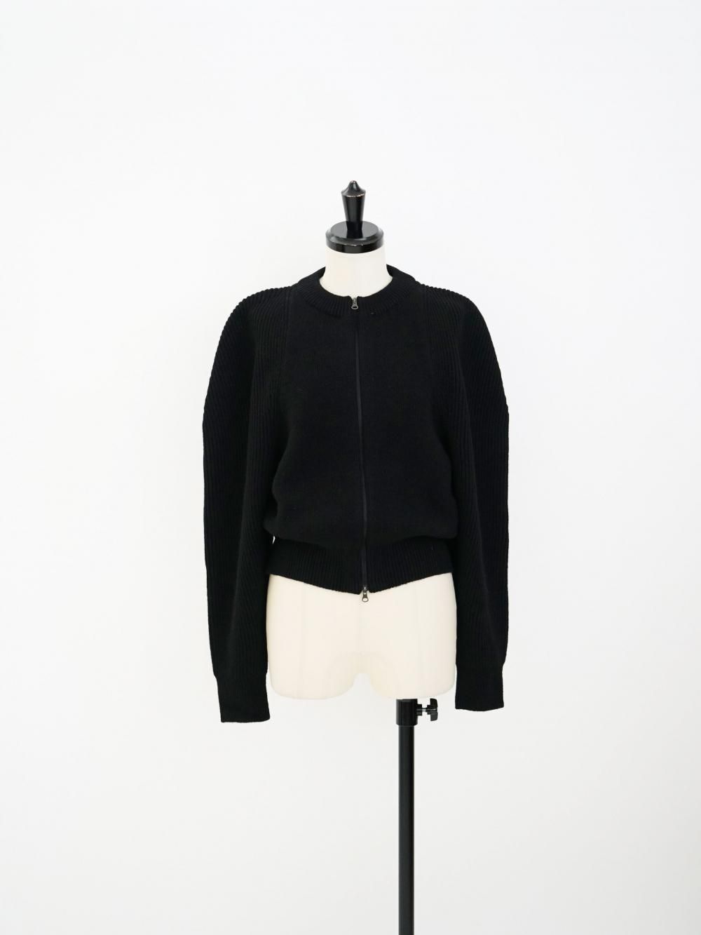AMOMENTO CUT OUT ROUNDED CARDIGAN / BLACK 