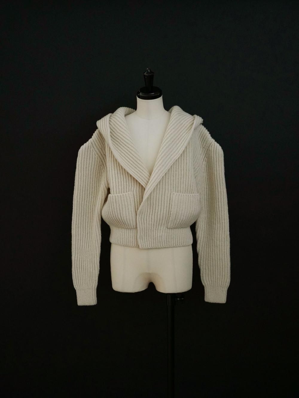 FUMIKA_UCHIDA SHETLAND RIB STITCH HOODED CARDIGAN