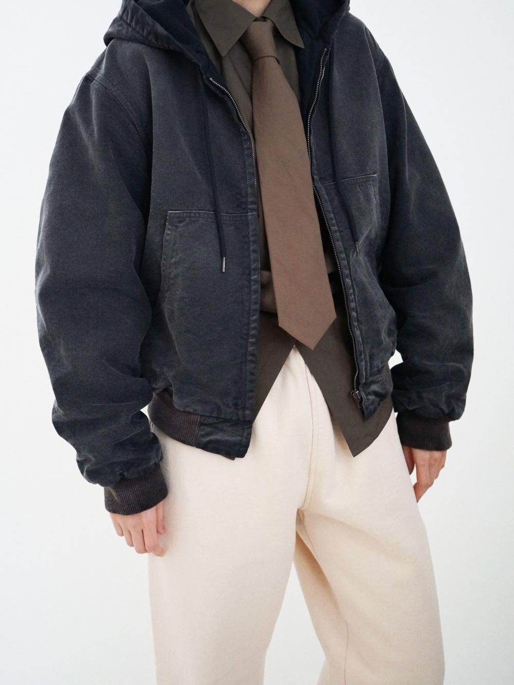 AURALEE PRODUCT DYED ORGANIC COTTON DUCK SHORT ZIP PARKA / 3