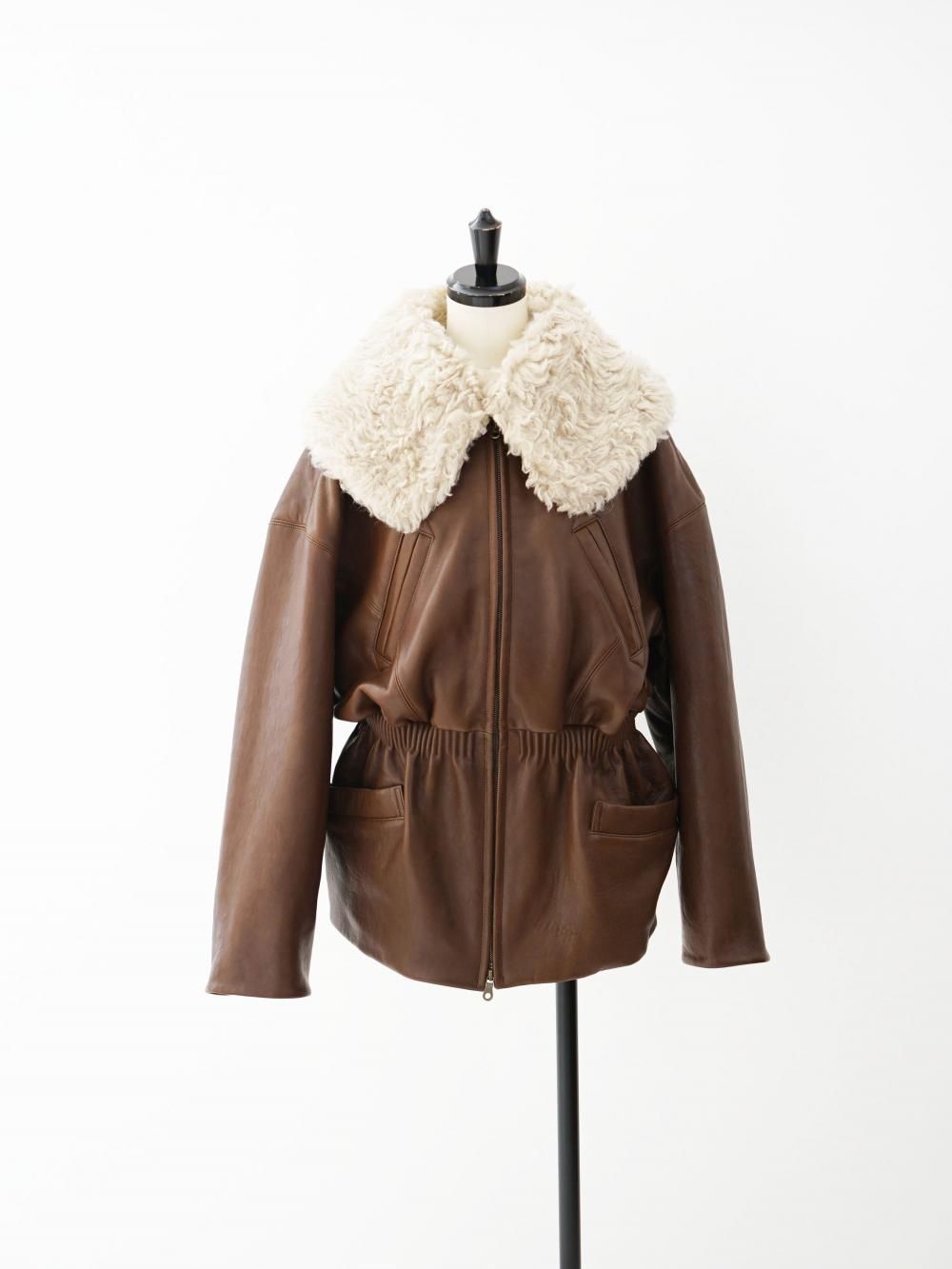 FUMIKA_UCHIDA SHEEP LEATHER BLOUSON LONG / BROWN 