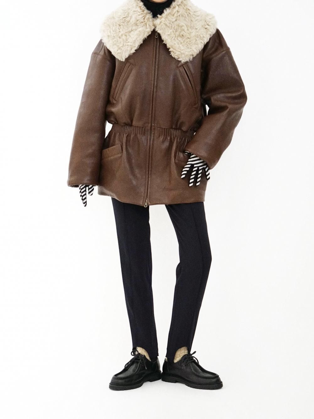 FUMIKA_UCHIDA SHEEP LEATHER BLOUSON LONG / BROWN 