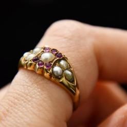 Ruby & Half Pearl Ring