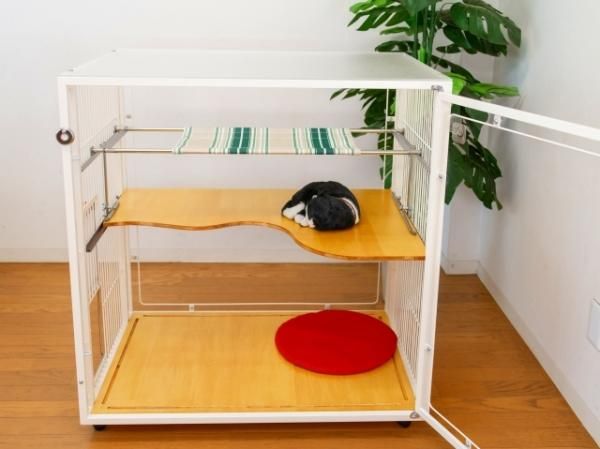 ホワイト キャットケージ 中型 お急ぎセット］おしゃれな子猫用キャットケージ白 - 犬猫用