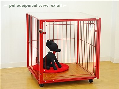 小型犬用クレートサイズのコンパクトケージ 6mクリアー赤 犬猫用のおしゃれなケージ ゲート Extail エクステイル