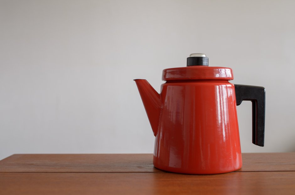 Enameled Cast Iron Coffee Pot by Antti Nurmesniemi for Finel