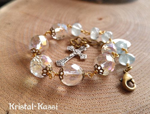 アクアオーラ,アクアマリン ロザリオブレスレット - Kristal-Kassi