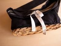 BLACK LINEN SHOULDER BASKET