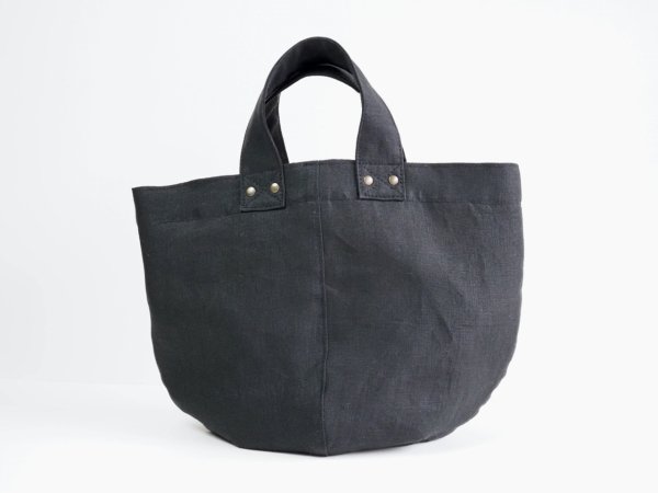 Black linen tote online bag