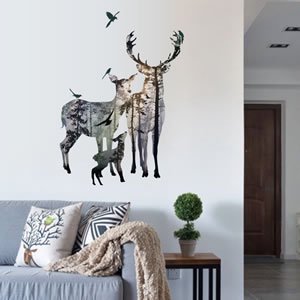 ウォールステッカー 鹿と大自然 TMR【北欧インテリア】の商品画像