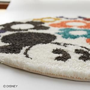 ディズニー ラグマット ミッキー ハイドインフラワー【円形ラグ