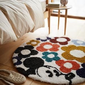 ディズニー ラグマット ミッキー ハイドインフラワー【円形ラグ