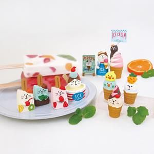 Amazon.co.jp: デコレ(Decole) 置物 アイス屋猫 3×2.8×H5.4cm