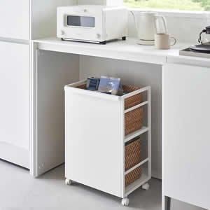 【新品】木製 キッチンワゴン  隠せるキッチン収納　ナチュラル　アウトレット 天然木 キッチンワゴン 通販【ニッセン公式】