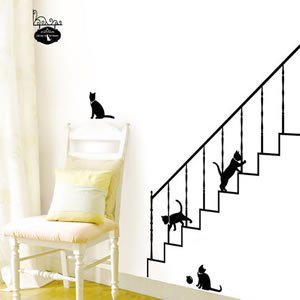 ウォールステッカー 猫と階段【北欧インテリア】の商品画像