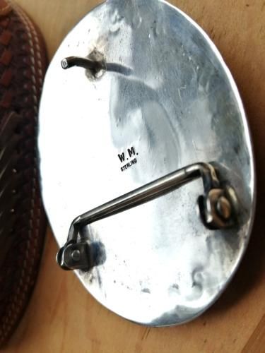 ナバホ族 W.M. ウィルバーマスケット ベアパウ ターコイズ バックル 925 ナバホ族 W.M. ウィルバーマスケット ベアパウ ターコイズ