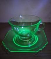 レア 美品ウランガラス ディプレッショングラス カップ&ソーサー 2組 DULTON ONLINE SHOP | GLASS CUP & SAUCER 