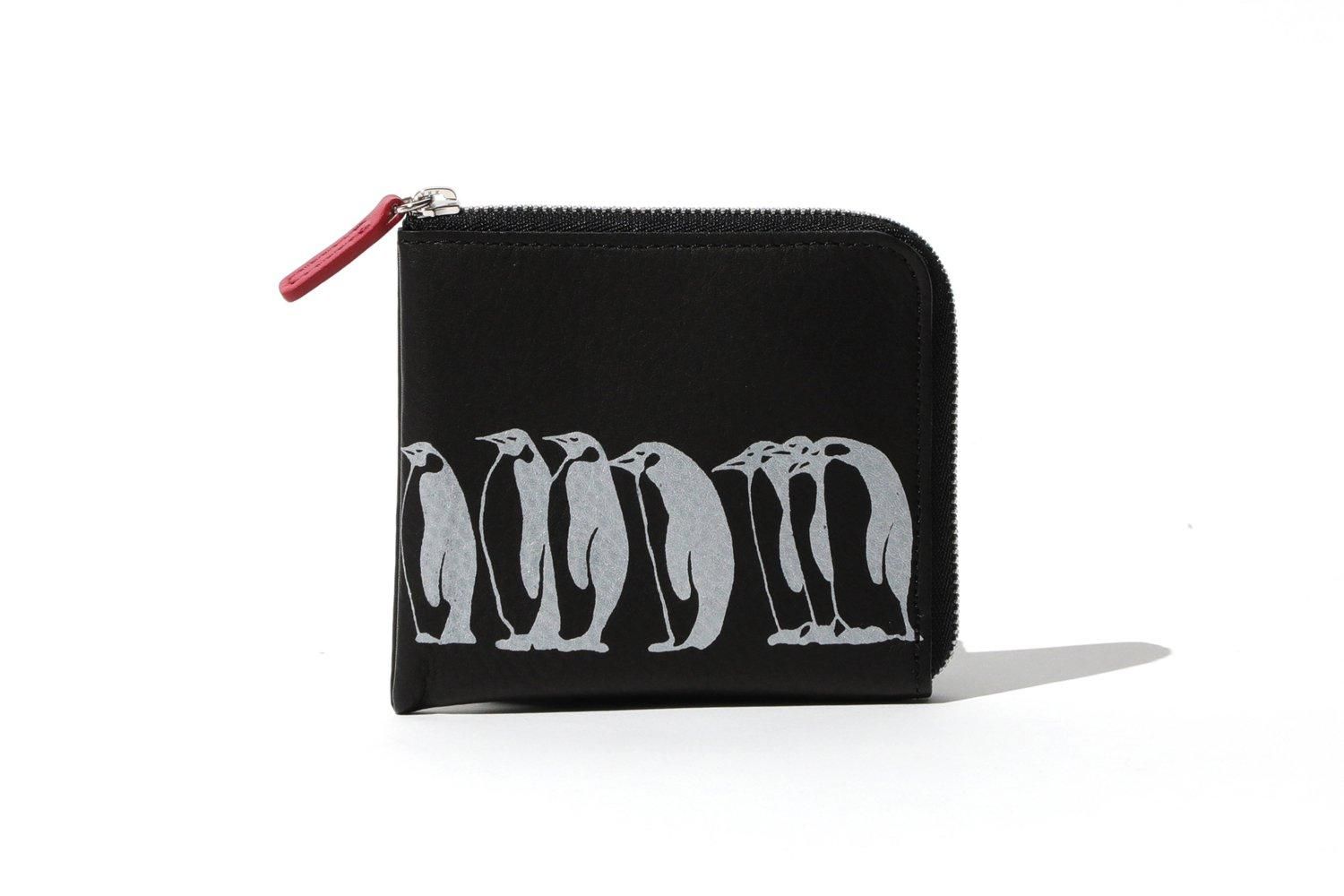 列ペンギン・L字ファスナー小銭入れ（インク色シルバー