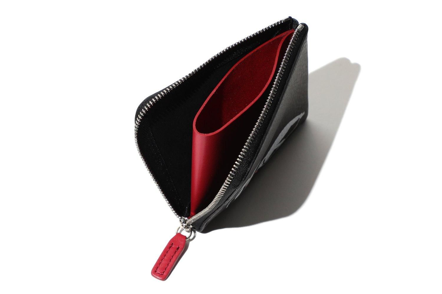 【CPC-L30】もちお 列ペンギン・L字ファスナー小銭入れ（インク色シルバー） - バッグ 革