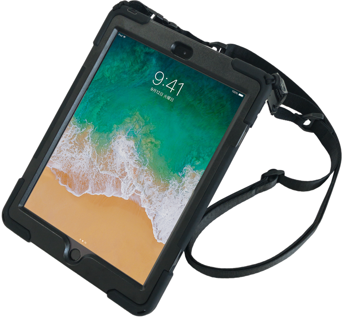 【耐衝撃】iPad 第9世代第8世代/第7世代(10.2インチ)専用シリコンケース　ストラップ・ハンドベルト・ペンホルダー付き