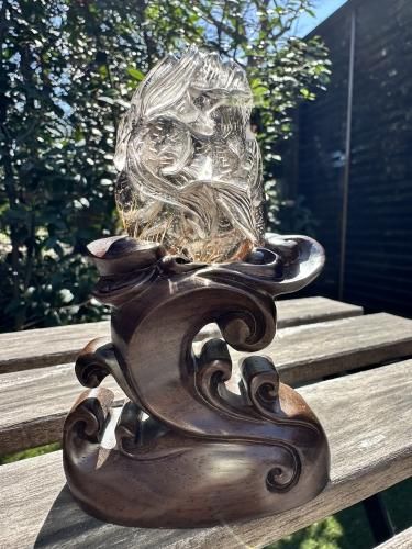 35九尾ルチル 台座付き | 古代中国の幸福の象徴 - Crapemyrtle