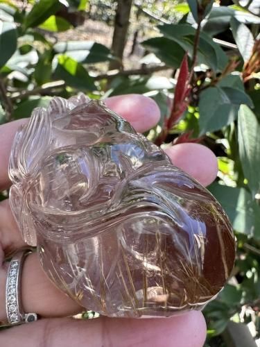 35九尾ルチル 台座付き | 古代中国の幸福の象徴 - Crapemyrtle