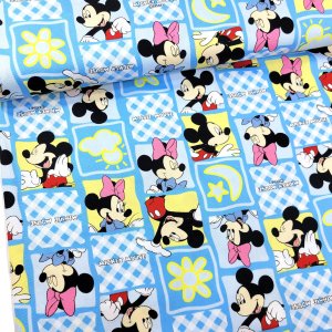 ミッキーマウス＆ミニーマウス オックス生地  #ブルー 入園入学 KOKKA
