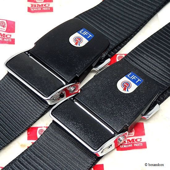 貴重！ BMC GENUINE KANGOL 3Point Static Seat Belts/BMC純正 カンゴール 3点式シートベルト セット  デッドストック BOX - bac style