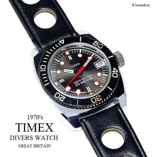 1970's Vintage TIMEX DIVERS DATE/英国 ビンテージ タイメックス ダイバーズ デイト 腕時計 - bac style