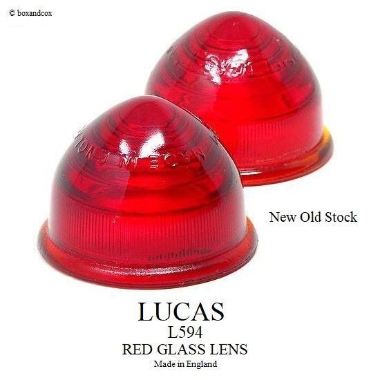 当時物 Lucas L594 Red Glass Lens ルーカス パークランプレンズ レッド デッドストック未使用 2個set Bac Style