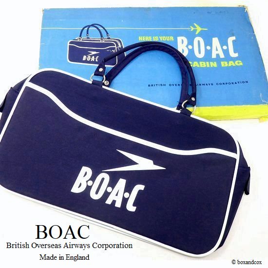 retro VINTAGE british airways BOAC airline FLIGHT cabin BAG blue 60s |  #248879759
