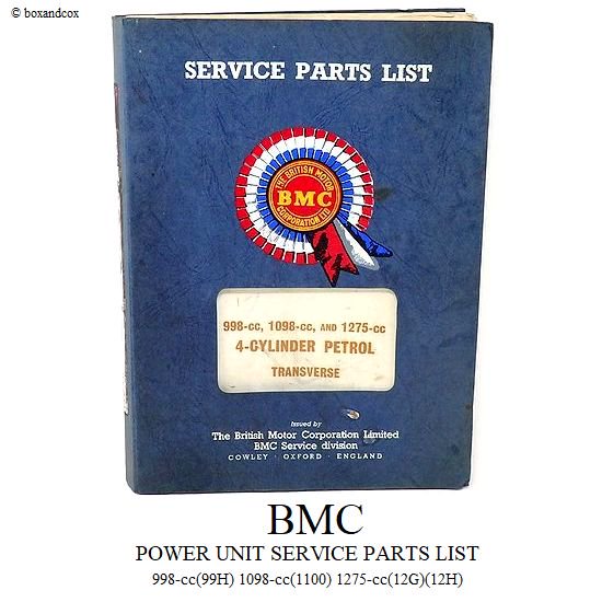 1960'S BMC POWER UNIT SERVICE PARTS LIST MINI SALOONS MK2 Austin