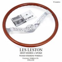 1960's LES LESTON DEEP DISHED 2 SPOKE WOOD STEERING WHEELS/レスレストン ディープディッシュ 2スポーク ウッド ステアリング