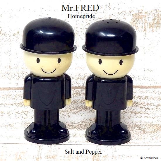 VINTAGE Homepride Mr.FRED Salt & Pepper Set/ビンテージ フレッド君 ソルト＆ペッパー セット - bac  style