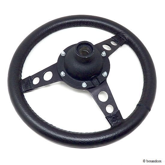 1960's Vintage Astrali Steering Wheels/オールド アストラリ ブラックスポーク レザーステアリング ミニ用ボス  フルSET - bac style