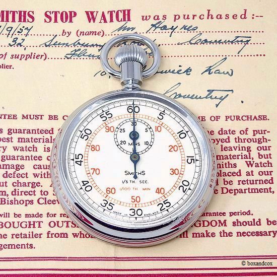 1954年 SMITHS STOP WATCH DENNISON CASE/スミス ストップウォッチ デニソンケース 極初期 旧ロゴ  ギャランティー・BOX - bac style