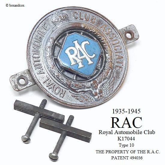 1938-45年 RAC/Royal Automobile Club グリルバッジ 七宝 ステー・フィ