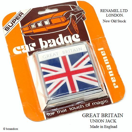 NOS GREAT BRITAIN UJ CAR BADGE by RENAMEL/GB ユニオンジャック グリル カーバッジ デッドストック  オリジナルパッケージ - bac style