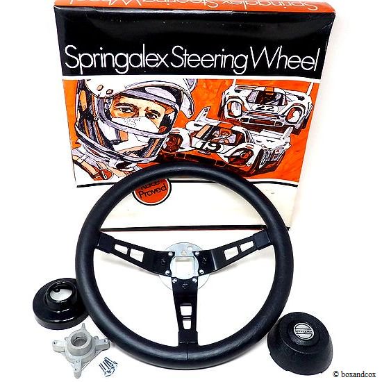 NOS Springalex Steering Wheel Full Set/スプリンガレックス ステアリング 48スプライン ミニ用 フルセット  デッドストック オリジナルBOX - bac style